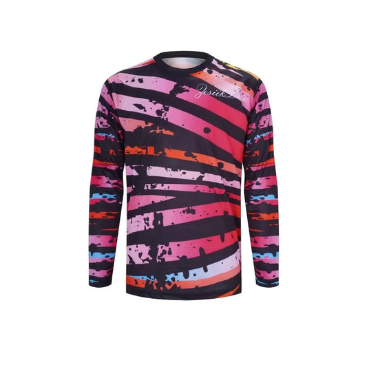 Men's Mountain Bike Off-road Motorcycle 3D Printed Breathable Long Sleeved T-shirt, Suitable for Downhill, BMX and Other Sports