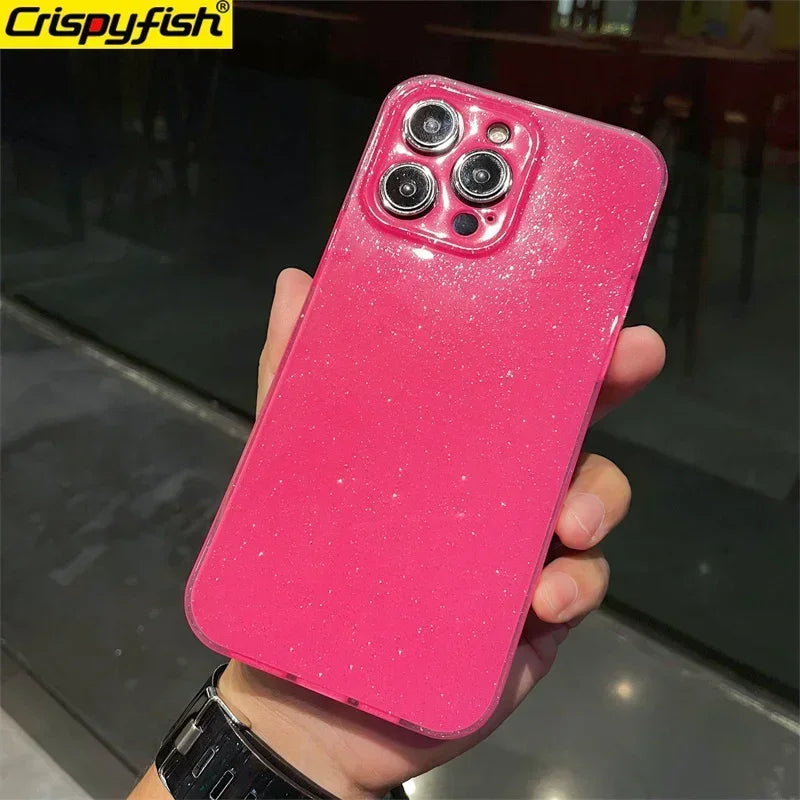 Original Luxury Black Glitter Case For iPhone 16 Pro 15 11 12 13 14 Pro Max XR XS SE 7 8 Plus Soft TPU Shockproof Silicone Cover