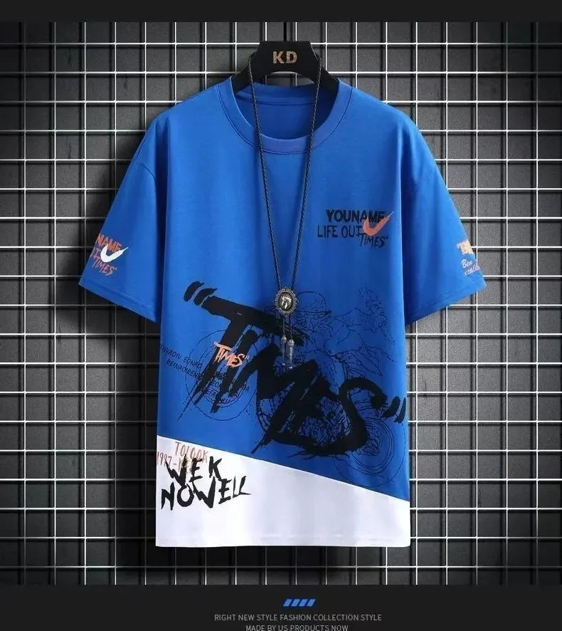 Loose Short Sleeve round Neck T-Shirt Thin Summer Casual Style for Men Breathable Streetwear Student Stall Short T-Shirt