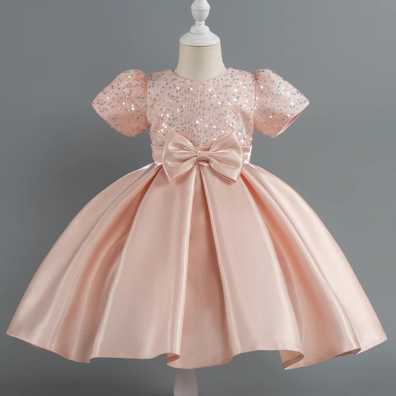 Baby Girls Christmas Dress Sequin ShortSleeve Party Dress Birthday Toddler Dress Wedding Princess Dress for Kid Girl Luxury Cown