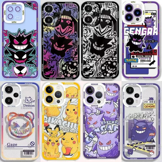 P-Pokemon Gengar Casing For Iphone 16 15 14 13 12 11 Pro Max XR XS Max X 6 6S 7 8 15 Plus  Cover Cartoon  Soft TPU Case