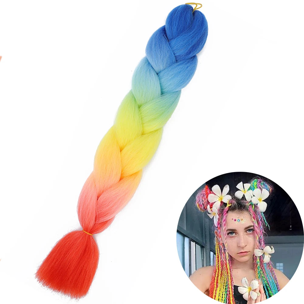 AZQUEEN 24 Inches Jumbo Braiding Hair Synthetic Hair Extensions Afro Ombre Crochet Braid Hair Wholesale For Women