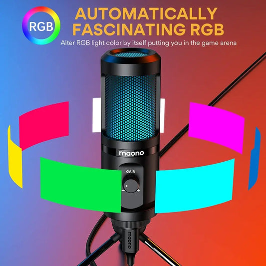 Maona Gaming USB Microphone Desktop Condenser Podcast Microfono Recording Streaming Microphones With Breathing Light PM461TR RGB