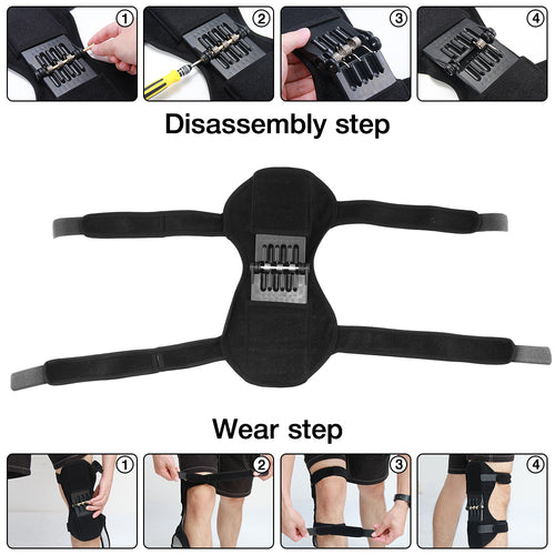 Instructions for NS Superstore joint support knee pads for pain relief with step-by-step assembly and wear guide