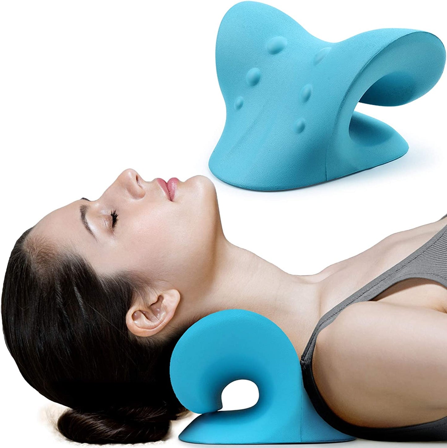 Blue Neck Cloud for neck pain relief designed for comfort and support during relaxation