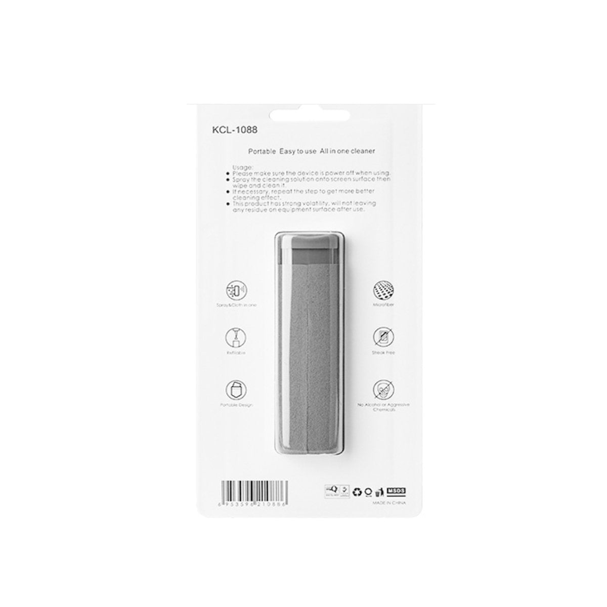 Salmon Lucky portable microfiber cleaning cloth in retail blister pack with phone screen cleaner spray branding