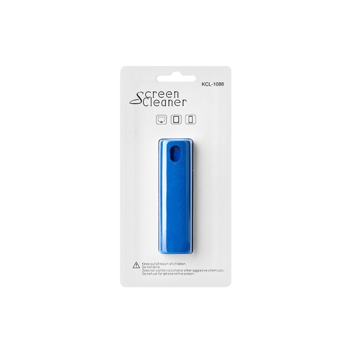 Salmon Lucky blue portable phone screen cleaner spray slim travel bottle on white retail card packaging