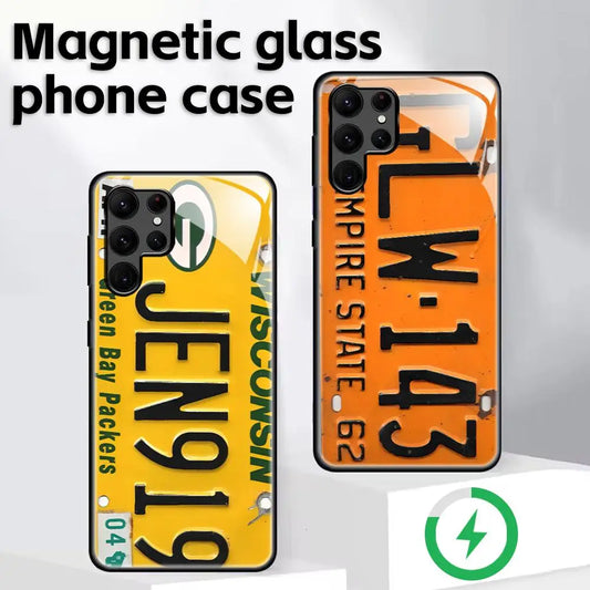 Give Your Samsung Galaxy a Bold New Look with the Magnetic Glass License Plate Case 🚗📱
