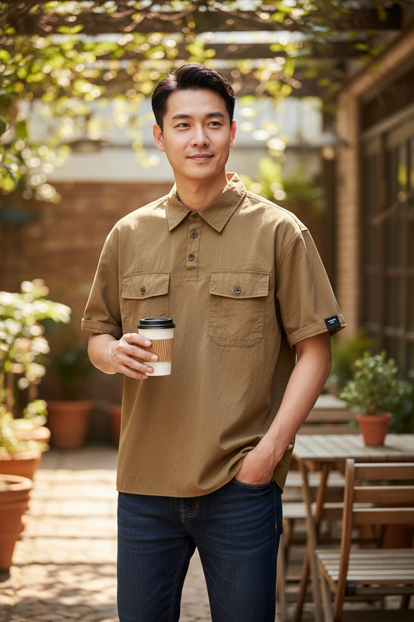 Mens Gray Summer Ice Silk Polo Shirt: High-End Retro Comfort (Now $45.57)