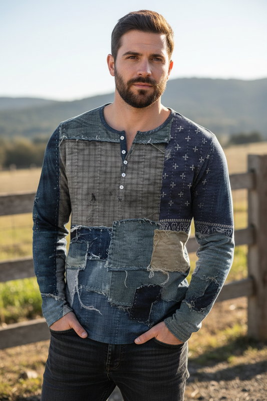 Patchwork Denim Vintage Men’s T-Shirt: The Statement Layer You’ll Reach For All Season