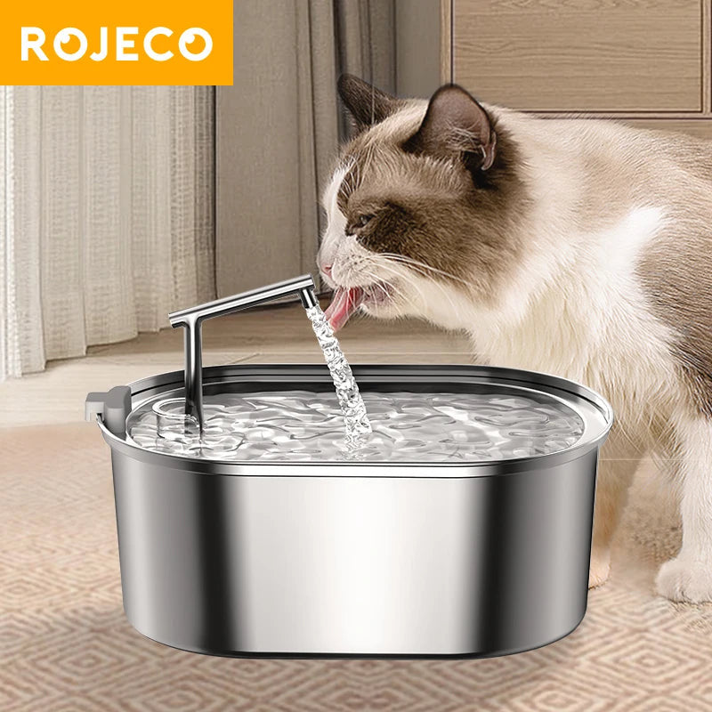 Stainless steel cat water fountain with running spout for hydration pet supplies online collection
