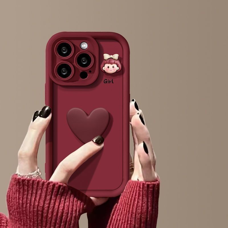 Funda para teléfono iPhone Wine Red Love Girl