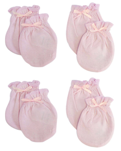 Emerald Clover Soft Cotton infant mittens pack of 4 - Pink
