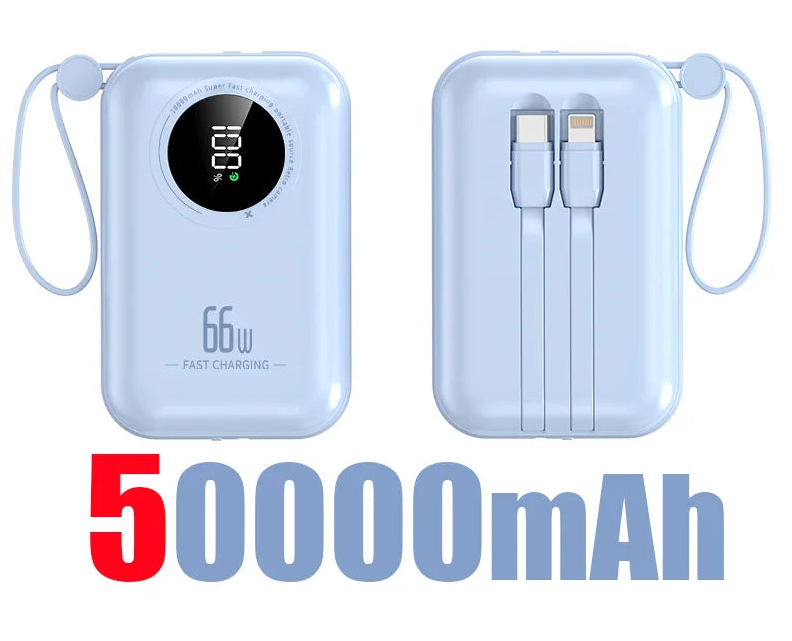 Power bank 50000mAh Large Capacity Power Bank 4 in 1 Fast Charging Powerbank Portable Battery Charger For iPhone Samsung Huawei