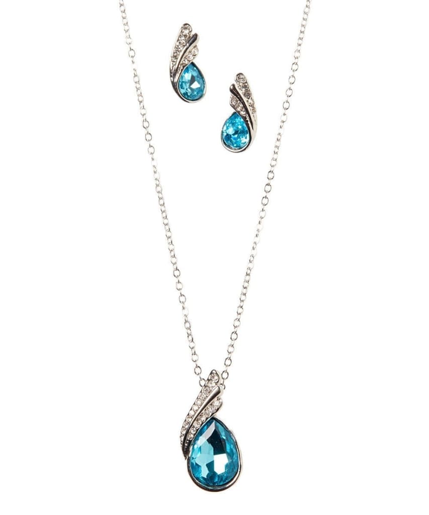 Conjunto de collar de cristal azul mar 