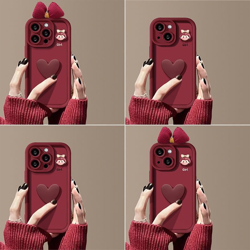 Funda para teléfono iPhone Wine Red Love Girl