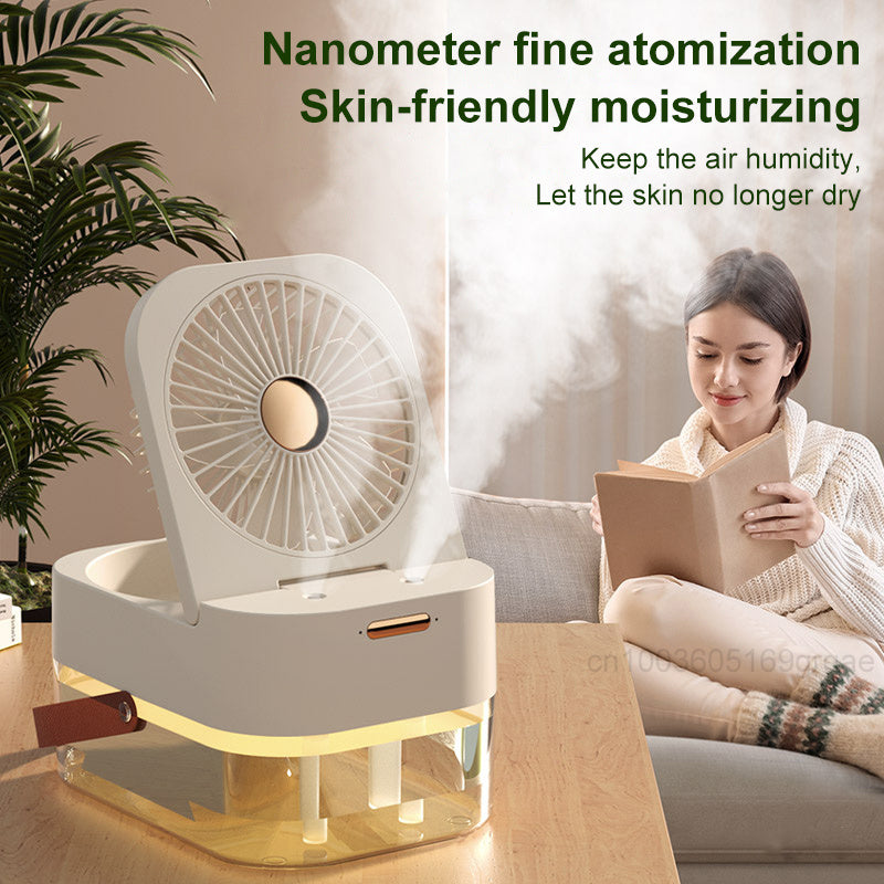 Humidificador, ventilador de pulverización, ventilador portátil, Enfriador de aire, humidificador de aire, ventilador USB, ventilador de escritorio con luz nocturna para electrodomésticos de verano