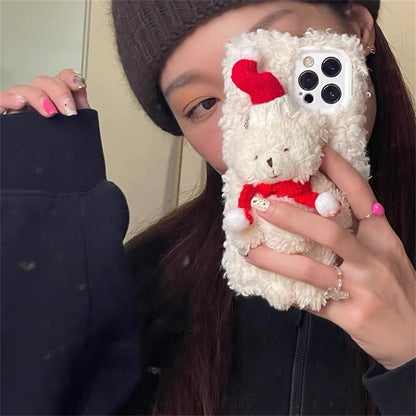 Iphone 15 Christmas Bear Plush Mobile Phone Case