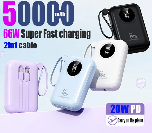 Power bank 50000mAh Large Capacity Power Bank 4 in 1 Fast Charging Powerbank Portable Battery Charger For iPhone Samsung Huawei