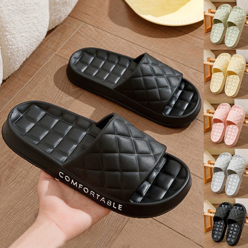 Zapatillas de casa para hombre con diseño a cuadros, zapatillas de baño silenciosas de suela blanda para interior, zapatos de casa para mujer para verano