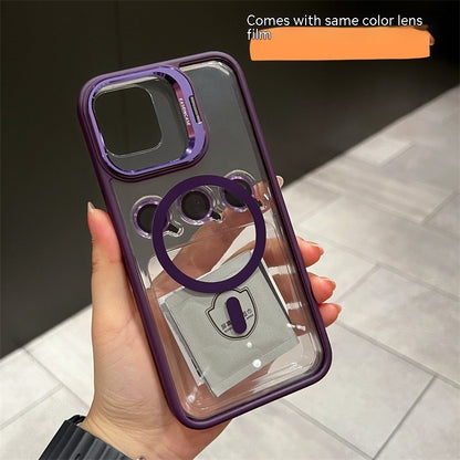 iphone 15 Lens Invisible Bracket Phone Case Magnetic Suction