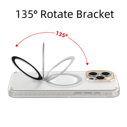 Iphone 15 Magnetic Bracket Phone Case With Holder Stand Cover For Magesafe Magnetic Transparent Wireless Charge Case