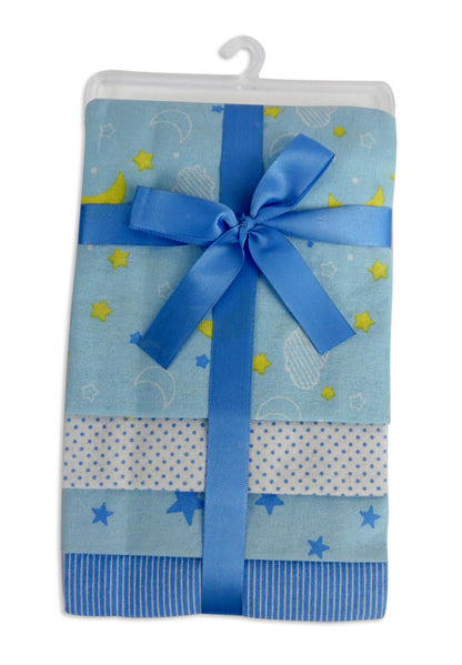 Emerald Clover 4pc blue receiving blanket set - Soft Cotton