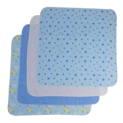 Emerald Clover 4pc blue receiving blanket set - Soft Cotton