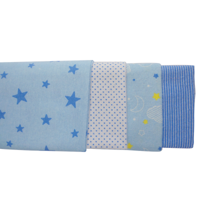 Emerald Clover 4pc blue receiving blanket set - Soft Cotton