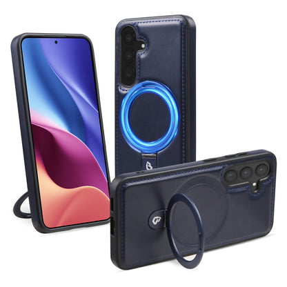 Samsung S24 Magnetic Charging Ring Holder Leather Business Protective Cover