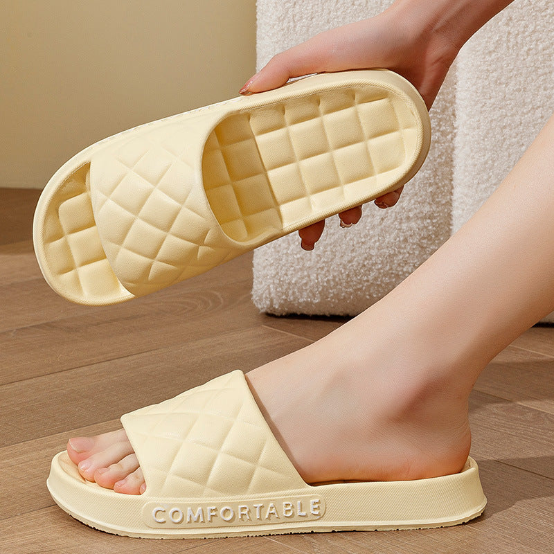 Zapatillas de casa para hombre con diseño a cuadros, zapatillas de baño silenciosas de suela blanda para interior, zapatos de casa para mujer para verano