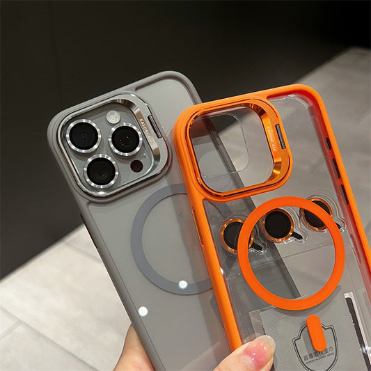 iphone 15 Lens Invisible Bracket Phone Case Magnetic Suction