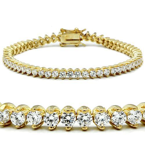 Gold Brass Bracelet with AAA Grade CZ  in Clear