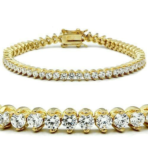 Gold Brass Bracelet with AAA Grade CZ  in Clear