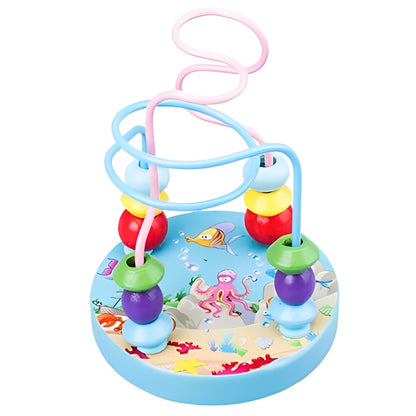 Mini Montessori Wooden Toys Kids Circles Bead Wire Maze Roller Coaster Toddler Early Educational Puzzles Toy for Children infant
