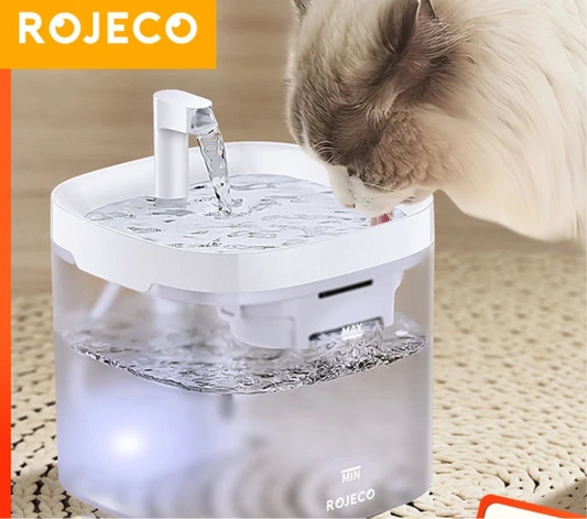 ROJECO Transparent Cat Water Fountain Automatic Pet Water Dispenser for Cats Dog Smart Drinking Fountain Purifier Accessories