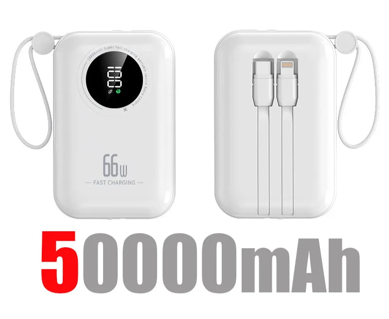 Power bank 50000mAh Large Capacity Power Bank 4 in 1 Fast Charging Powerbank Portable Battery Charger For iPhone Samsung Huawei