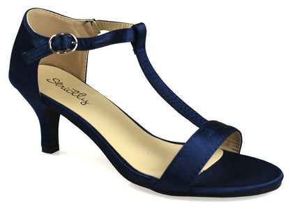 Open Toe Satin Sandal Navy