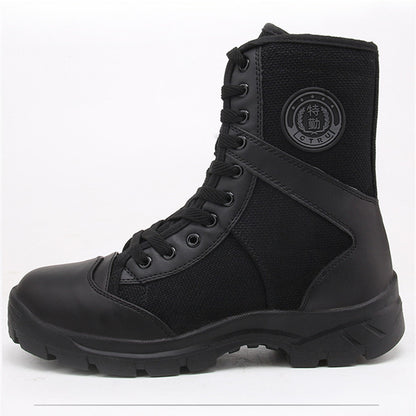 Black Training Boots Breathable Mesh Shock Absorption Security Shoes