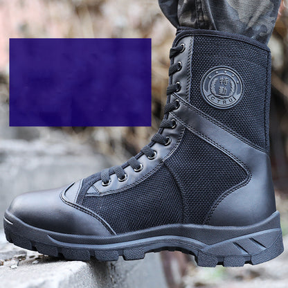 Black Training Boots Breathable Mesh Shock Absorption Security Shoes