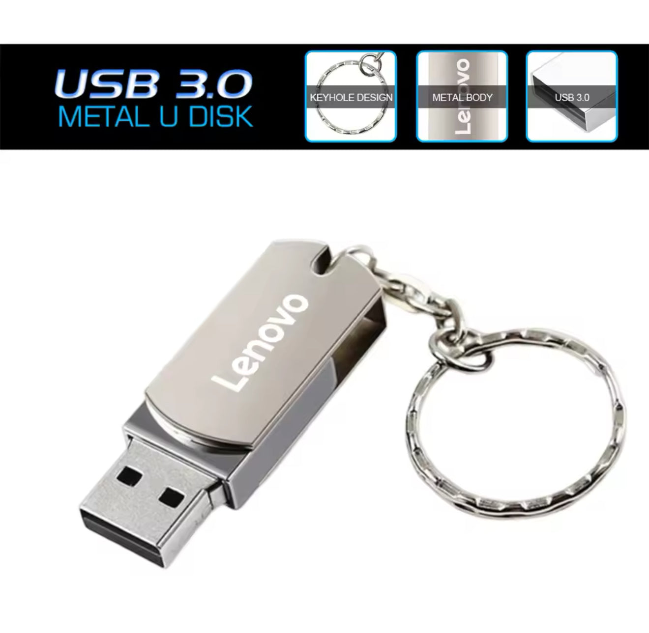Lenovo-unidad Flash USB de 64TB, Pendrive de alta velocidad, 16TB, USB 3,0, 2TB, 4TB, memoria USB de 128GB, disco Flash USB para ordenador portátil