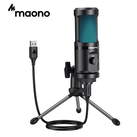 Maona Gaming USB Microphone Desktop Condenser Podcast Microfono Recording Streaming Microphones With Breathing Light PM461TR RGB