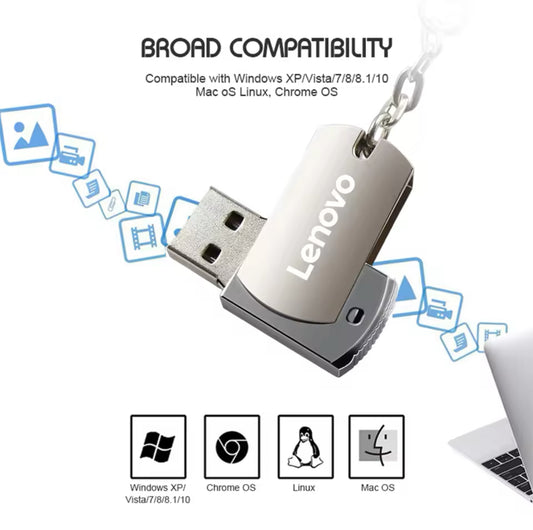 Lenovo-unidad Flash USB de 64TB, Pendrive de alta velocidad, 16TB, USB 3,0, 2TB, 4TB, memoria USB de 128GB, disco Flash USB para ordenador portátil
