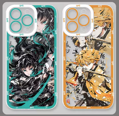 Cartoon Demon Slayer Phone Case For iPhone 16 15 14 13 12 11 Pro Max X XR XS 7 8 Plus SE 2020 Matte Hard Shockproof Back Cover