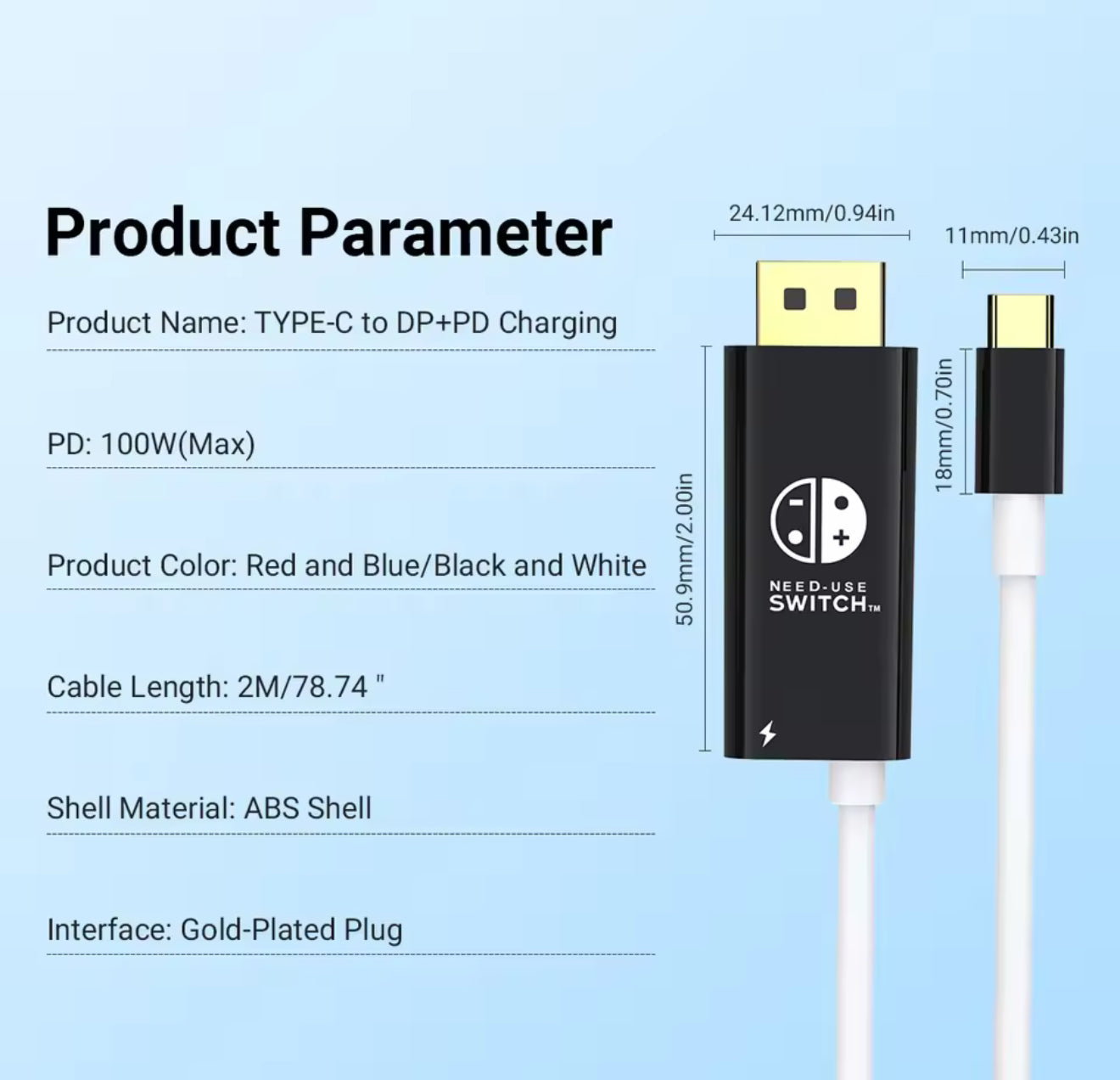 Portable Switch Dock USB Type C to HDMI Conversion Cable for TV Docking Mode Compatible with Nintendo Switch, Steam Deck