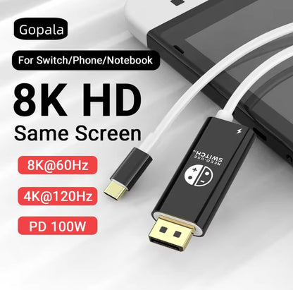 Portable Switch Dock USB Type C to HDMI Conversion Cable for TV Docking Mode Compatible with Nintendo Switch, Steam Deck