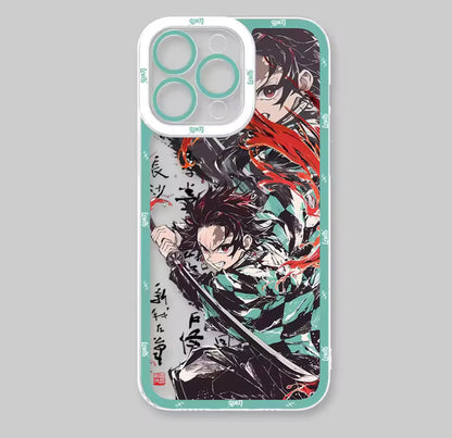 Cartoon Demon Slayer Phone Case For iPhone 16 15 14 13 12 11 Pro Max X XR XS 7 8 Plus SE 2020 Matte Hard Shockproof Back Cover
