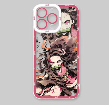 Cartoon Demon Slayer Phone Case For iPhone 16 15 14 13 12 11 Pro Max X XR XS 7 8 Plus SE 2020 Matte Hard Shockproof Back Cover