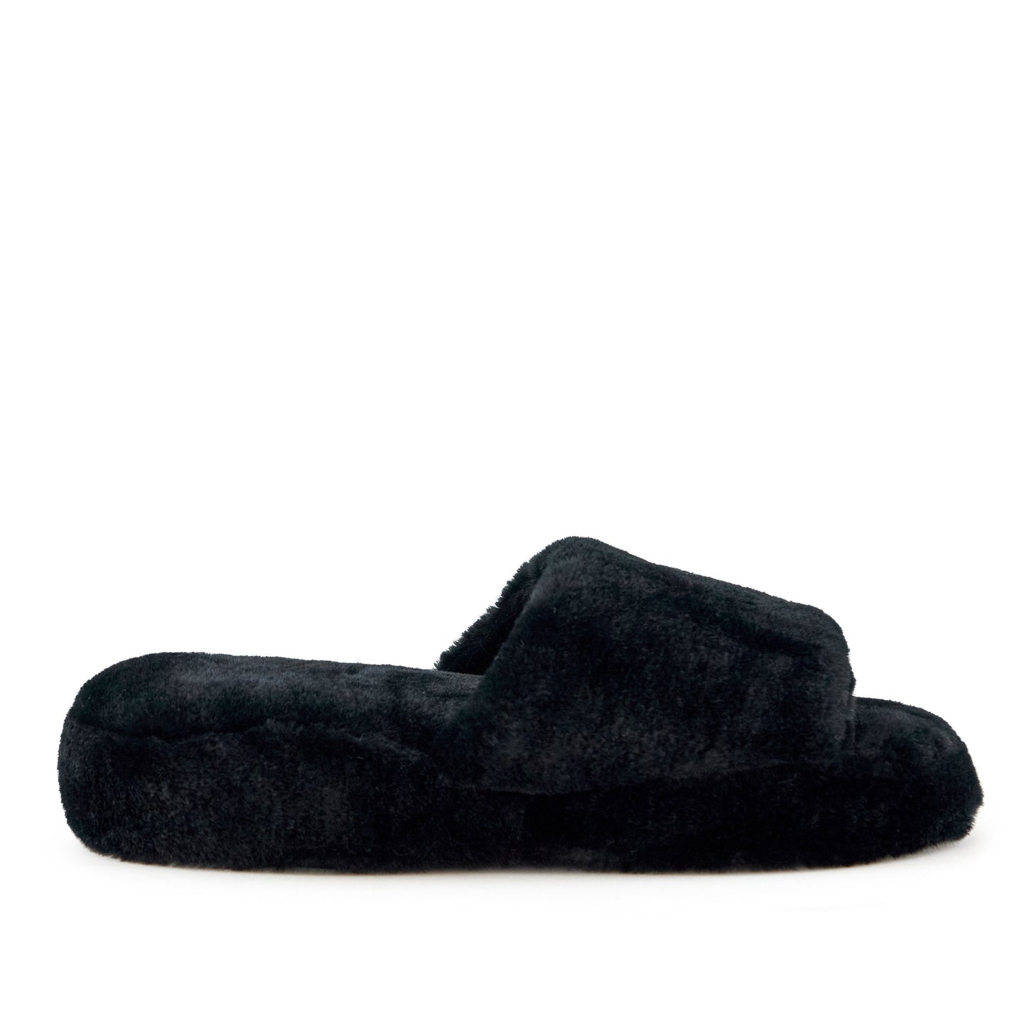 Pantuflas Geneva de piel sintética para mujer, color negro 