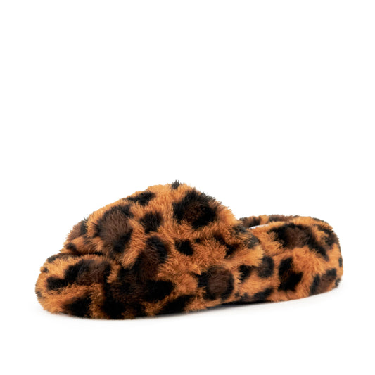 Pantuflas Geneva de piel sintética con estampado de leopardo para mujer 